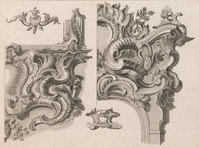 Návrh na výzdobu pravého dolního a pravého horního rohu oltářního rámu..., vytištěno ca. 1750-56. od Wolffgang Christoph Mayr
