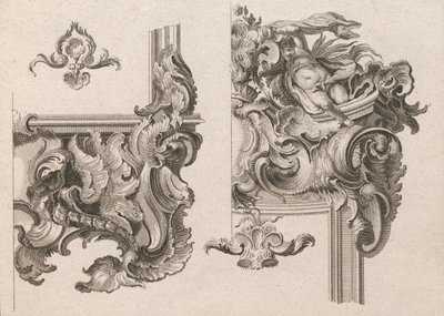 Návrh na výzdobu pravého dolního a pravého horního rohu oltářního rámu..., vytištěno ca. 1750-56. od Wolffgang Christoph Mayr