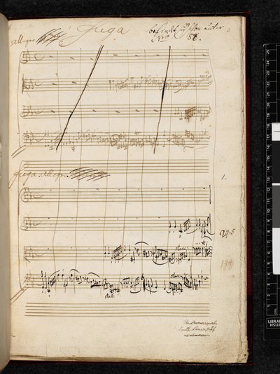 Adagio a fuga c moll, K. 546, Add. 28996 f.3r od Wolfgang Amadeus Mozart