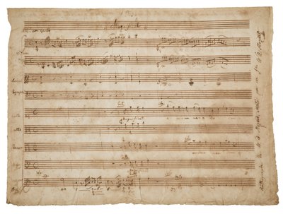 Magnificat, K. 321a. Rukopis, partitura pro sóla a sbor, varhany a orchestr, kolem 1779 od Wolfgang Amadeus Mozart