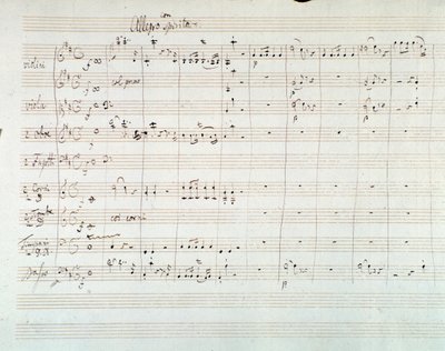 Strana partitury Symfonie NO. 8 D dur, Mozart (1768) od Wolfgang Amadeus Mozart