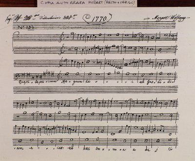 Notová stránka pro Mozartovo hledejte první království Boží, abyste získali titul Accademia filarmonico, verze opravená otcem Martinim (1770) od Wolfgang Amadeus Mozart