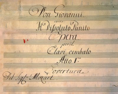 Titulní strana k opeře Don Giovanni. První představení v roce 1787 od Wolfgang Amadeus Mozart