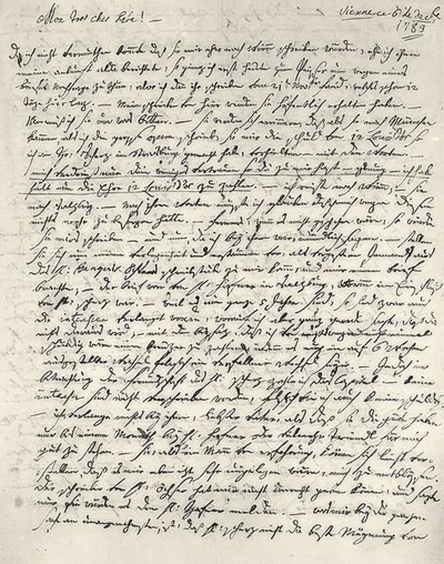Wolfgang Amadeus Mozart (1756-1791) rakouský hudební skladatel. Ručně psaný dopis otci. Vídeň 6. prosince 1783 od Wolfgang Amadeus Mozart