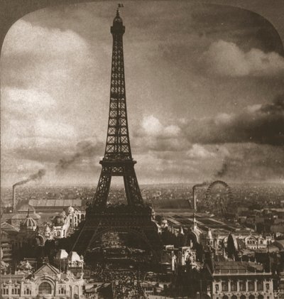 Eiffelova věž, 300 metrů vysoká, přes Seinu od Trocadero, Paříž, Francie, 1901. od Works and Sun Sculpture Studios