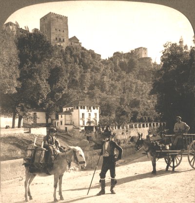 Stěny a věže Alhambry, Granada, Španělsko, 1896. od Works and Sun Sculpture Studios