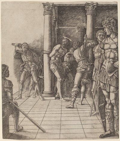 Bičování Krista s chodníkem od Workshop of Andrea Mantegna