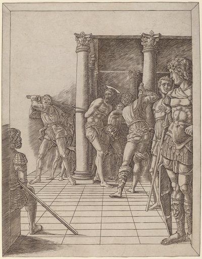 Bičování Krista s chodníkem od Workshop of Andrea Mantegna