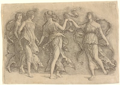 Čtyři tančící múzy od Workshop of Andrea Mantegna