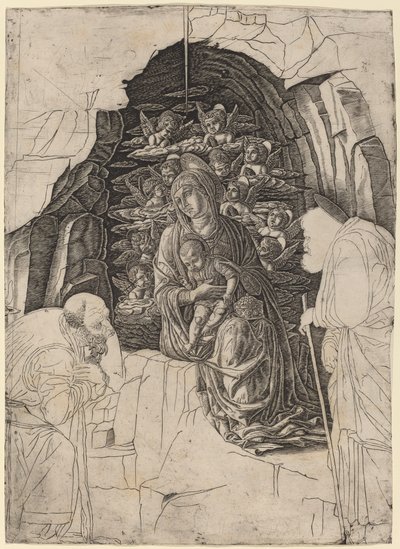 Klanění tří králů (Panna v jeskyni) od Workshop of Andrea Mantegna