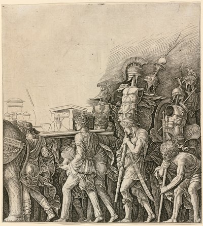 Triumf Caesara: Vojáci nesoucí trofeje od Workshop of Andrea Mantegna