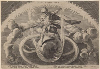 Chaos: Rozuzlení chaosu neboli stvoření živlů od Workshop of Hendrick Goltzius, after Hendrick Goltzius