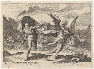 Coronis se změnil ve vránu od Workshop of Hendrick Goltzius, after Hendrick Goltzius