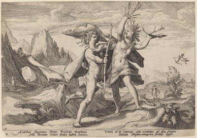 Daphne se změnila na vavřínový strom od Workshop of Hendrick Goltzius, after Hendrick Goltzius