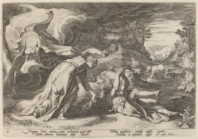 Juno proměňuje Callisto v medvěda od Workshop of Hendrick Goltzius, after Hendrick Goltzius