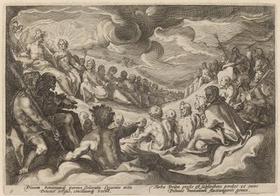 Jupiter přijímá radu od bohů o zničení vesmíru od Workshop of Hendrick Goltzius, after Hendrick Goltzius