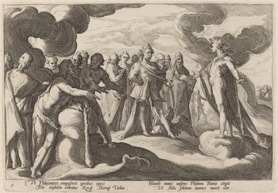 Jupiter a bohové žádají Helia, aby znovu převzal kontrolu nad vozem od Workshop of Hendrick Goltzius, after Hendrick Goltzius