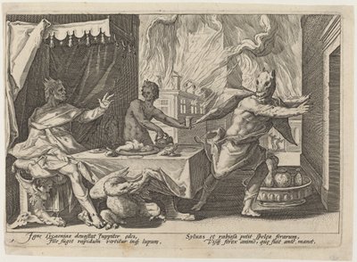 Lycaon se změnil ve vlka od Workshop of Hendrick Goltzius, after Hendrick Goltzius