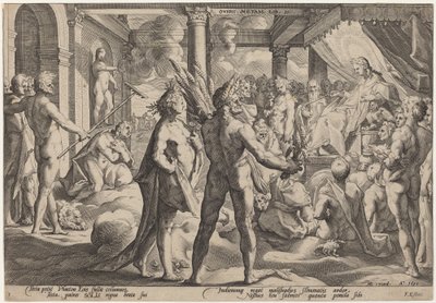 Phaeton žádá o vůz od Workshop of Hendrick Goltzius, after Hendrick Goltzius
