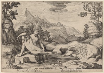 Salmacis a Hermaphroditus od Workshop of Hendrick Goltzius, after Hendrick Goltzius