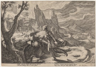 Thisbe Vystrašený lvem od Workshop of Hendrick Goltzius, after Hendrick Goltzius