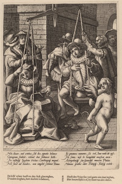 Váhy manželství od Workshop of Hendrick Goltzius, after Karel van Mander I