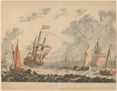 Řeka IJ v Amsterdamu, 1680s1690. od Workshop of Johann Teyler