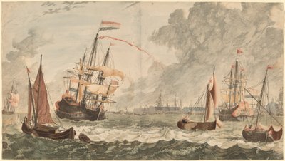 Řeka IJ v Amsterdamu od Workshop of Johann Teyler after Jan van Call