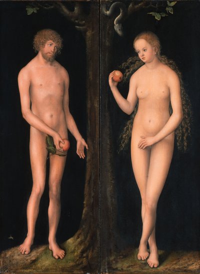 Německy: Adam und Eva Adam a Eva od workshop of Lucas Cranach the Elder