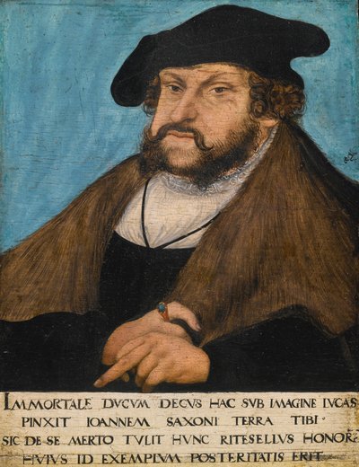 Německy: Portrét Jana Nezlomného, saského kurfiřta Portrét Jana Nezlomného, saského kurfiřta, saského knížete-kurfiřta od workshop of Lucas Cranach the Elder