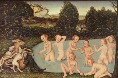 Německy: Diana und Aktäon Diana a Actaeon od workshop of Lucas Cranach the Elder