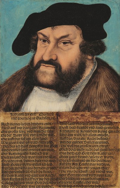 Německy: Johann der Beständige, Kurfürst von Sachsen (1486-1532) Jan Nezlomný. Saský kurfiřt (1486-1532) od workshop of Lucas Cranach the Elder