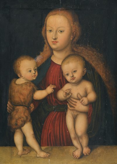 Německy: Madona s dítětem a svatým Janem Křtitelem Panna s dítětem a svatým Janem od workshop of Lucas Cranach the Elder