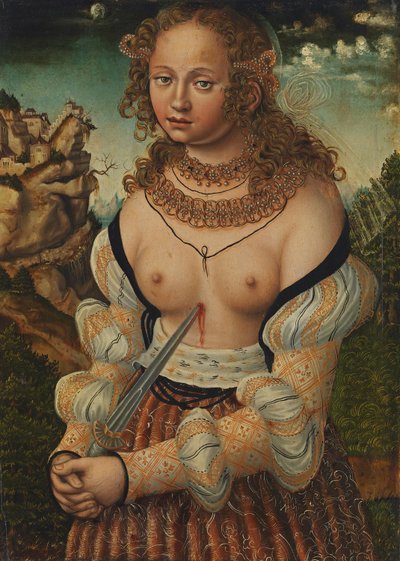 Německy: Selbstmord der Lucretia Sebevražda Lucretie od workshop of Lucas Cranach the Elder