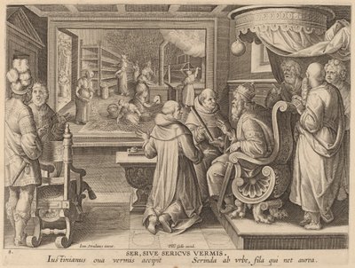 Ser, Sive Sericus Vermis (hedvábí nebo bourec morušový) od Workshop of Philip Galle after Jan van der Straet