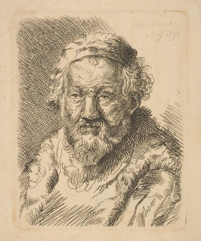 Busta starého muže v kabátě a kožešinovém límci copy.n.d. od Workshop of Rembrandt
