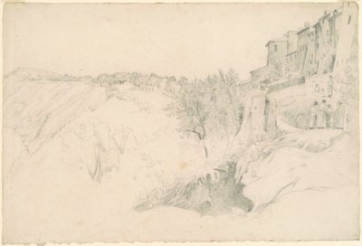 Hillside s domy a postavy od Worthington Whittredge
