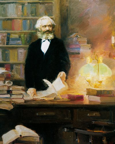 Karl Marx ve svém ateliéru od Wun Zhang