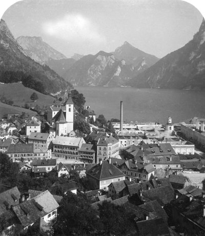 Ebensee a jezero Traun, Salzkammergut, Rakousko, 1900. od Wurthle and Sons