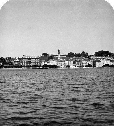 Pobřeží jezera v Gmundenu, Salzkammergut, Rakousko, 1900. od Wurthle and Sons