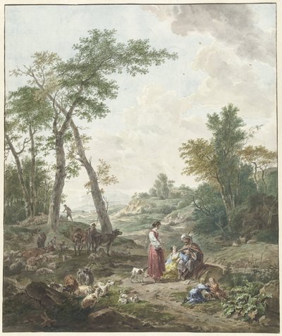 Jacob se baví s Rachel a Leah od Wybrand Hendriks