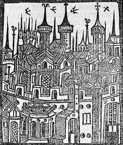 Dřevoryt z The Chronicle of Englonde, 1497 od Wynkyn de Worde
