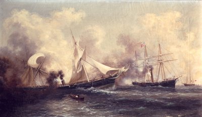 U.S.S. Kearsarge potopení Alabamy od Xanthus Russell Smith