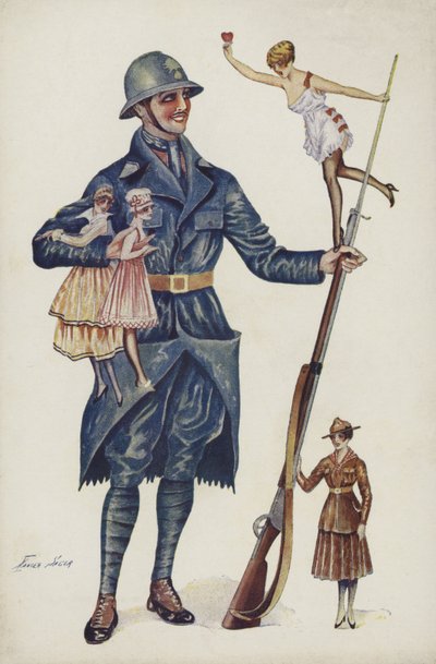 Voják obklopený dívkami od Xavier Sager