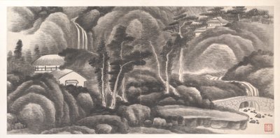 Krajiny dvanácti měsíců, asi 1685 (album dvanácti malířských listů; tuš na papíře) od Xian Gong