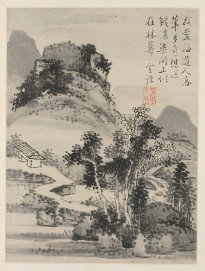 Album Seasonal Landscapes, list D předchozí list 2, 1668. od Xiao Yuncong