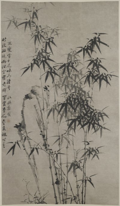 Bamboo and Rocks, c.1760 (inkoust na papíře) od Xie Zheng