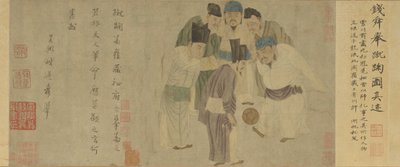 Svitek cuju (císař Taizu hrající cuju) (barva na papíře) od Xuan Qian