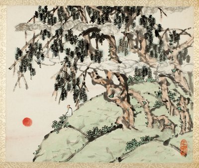 Krajina a postava, z alba Krajiny a kaligrafie pro Liu Songfu 山水册页 od Xugu