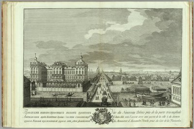 Nově postavené komnaty naproti Aničkovovým bránám Kniha k 50. výročí založení Petrohradu, 1753 od Yakov Vasilyevich Vasilyev